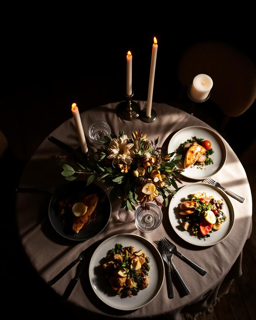 Anrettet frokostbord klar til servering